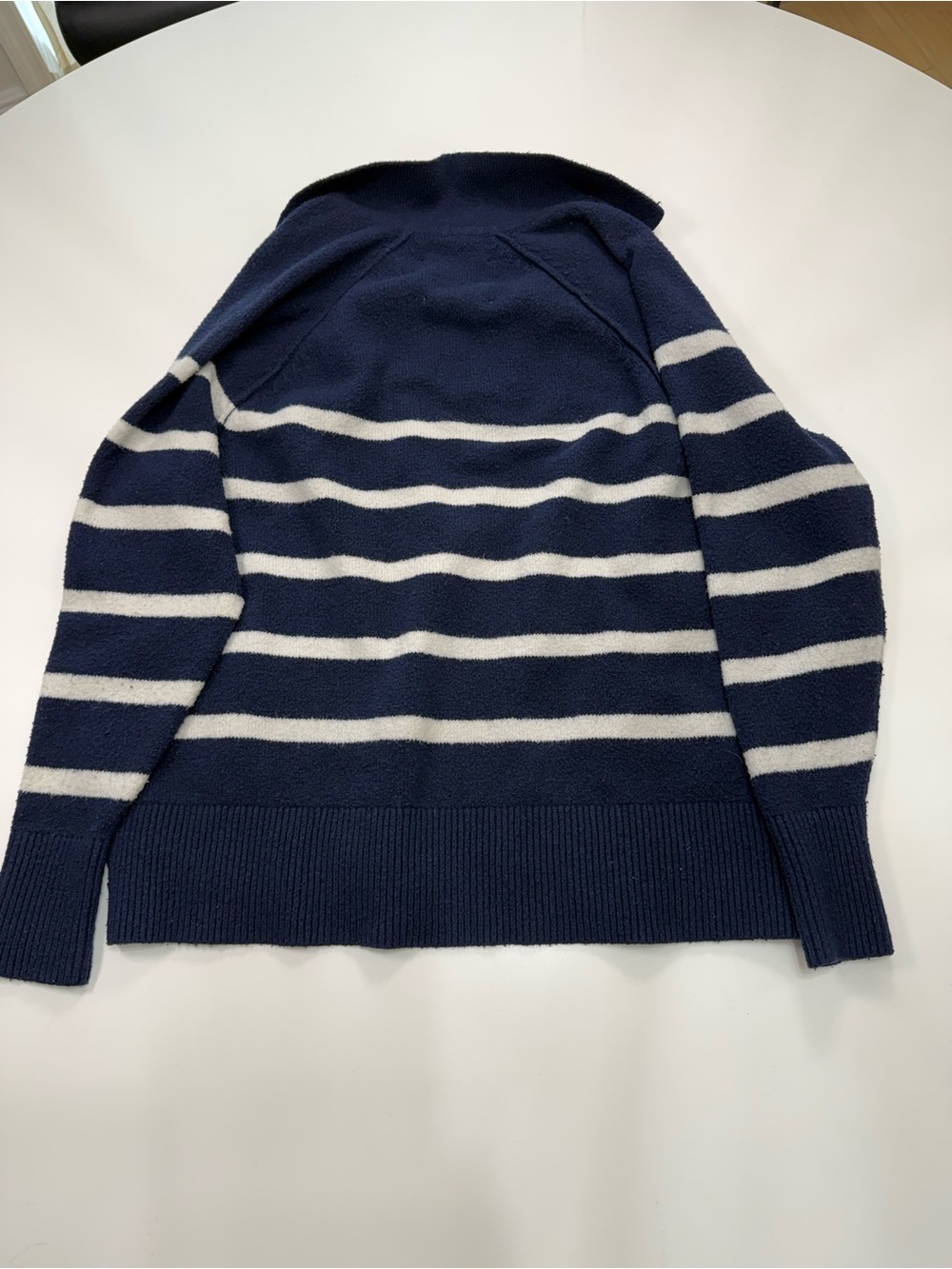 aerie Navy and White Striped V-Neck Pullover - Picture 6 of 6
